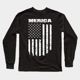 Merica Vintage American Flag Usa Retro Long Sleeve T-Shirt